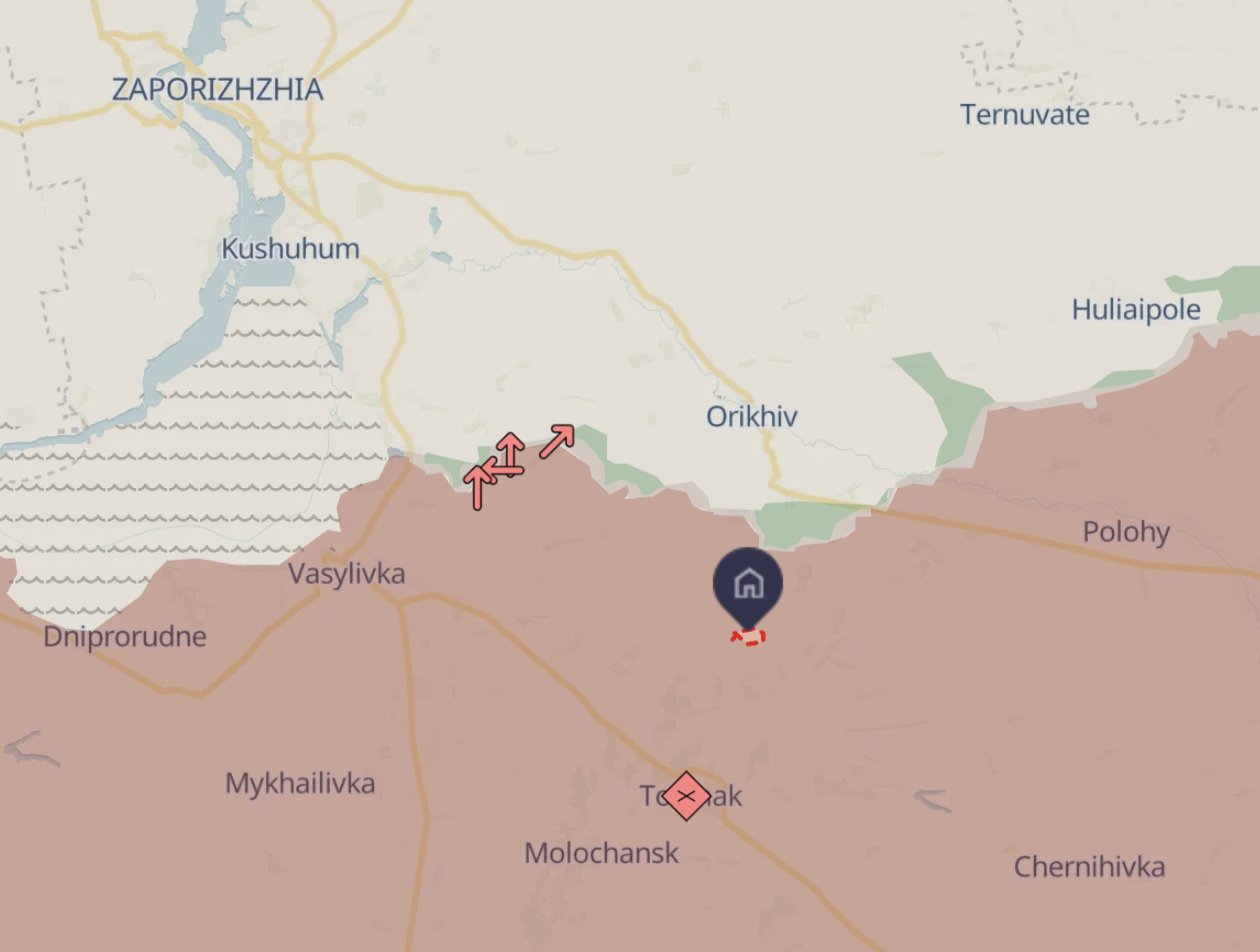 Dropped off near Tokmak, reached Russian stronghold Solodka Balka