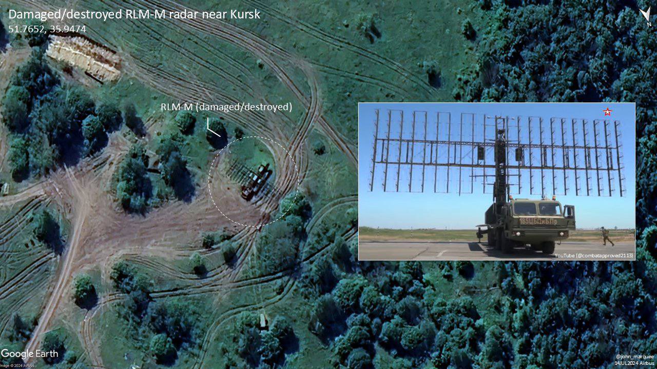 Destroyed Russian radar RLM-M of Nebo-SVU in Kursk region