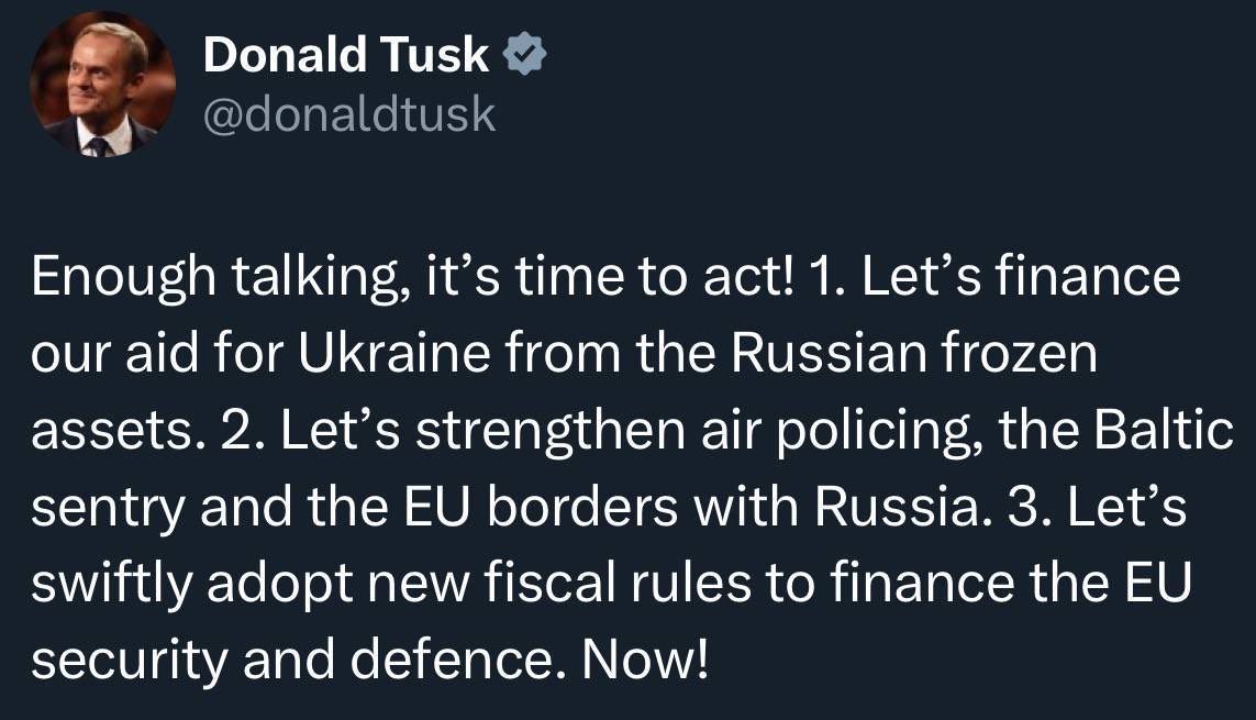 Polish PM Tusk urges using frozen Russian assets for Ukraine aid