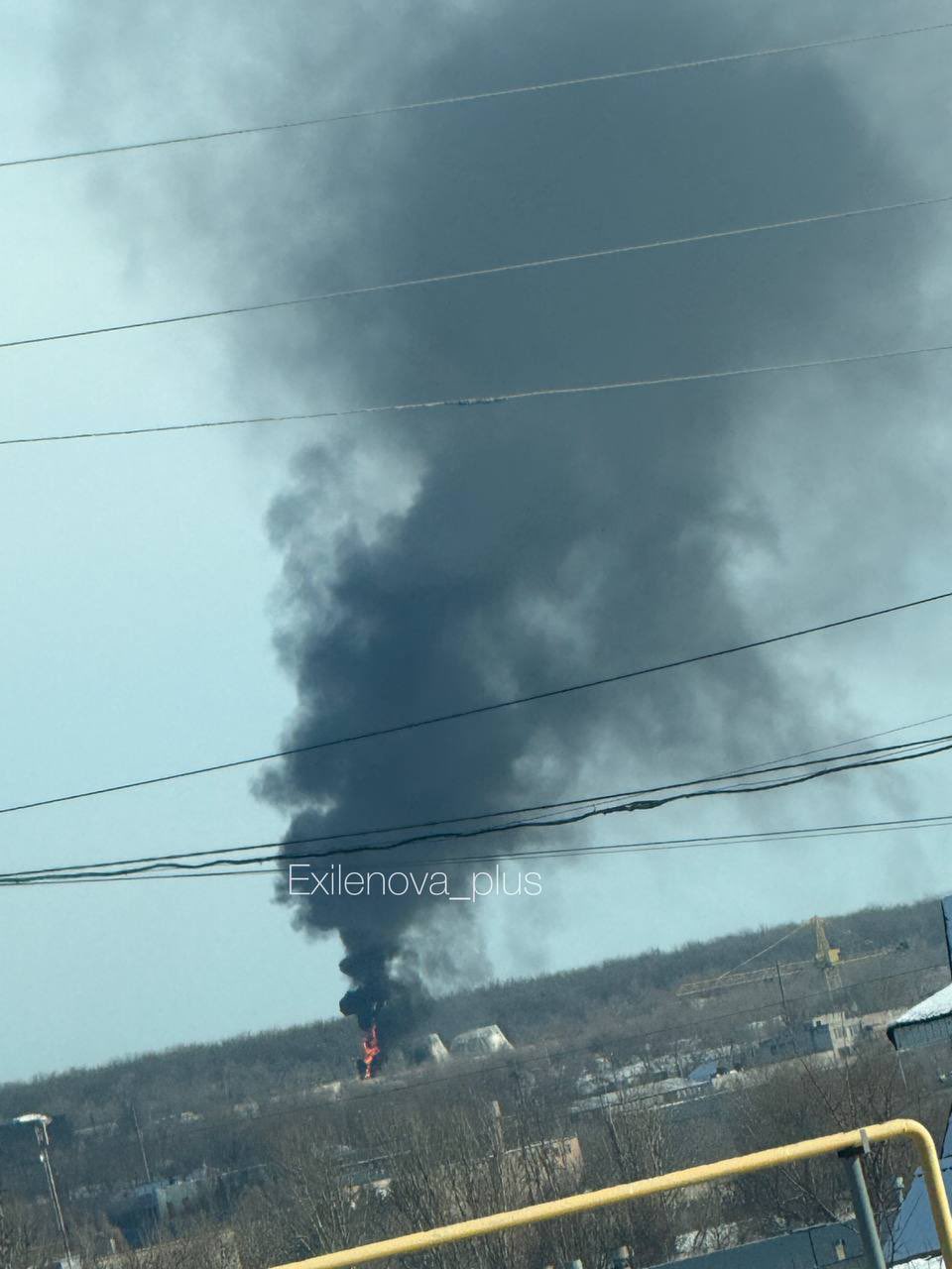 Oil depot in occupied Luhansk burns after drone strike