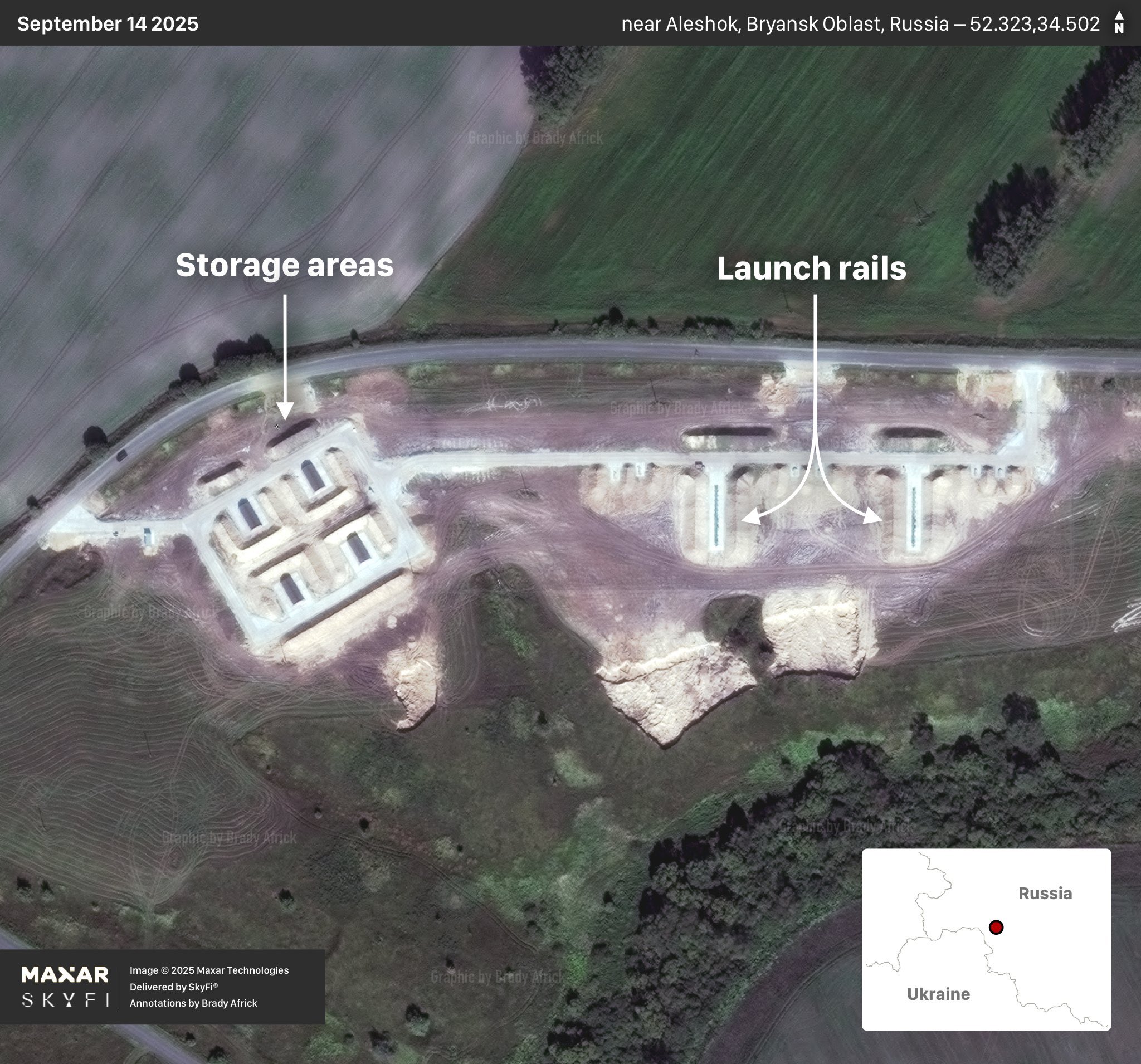 Russia builds new Shahed drone launch site near Ukraine border