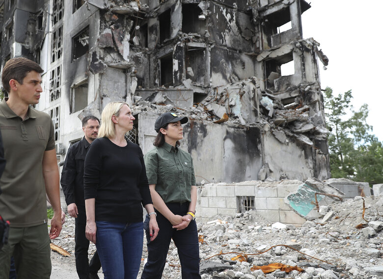 US Ambassador Brink visits war-torn Borodyanka