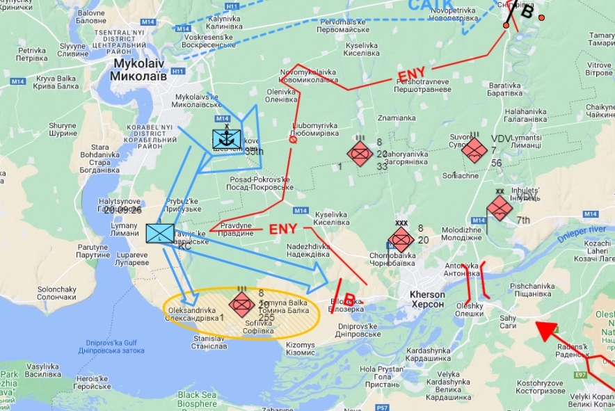 Situation West of Kherson Complicated, Fighting Reported near Bilozerka