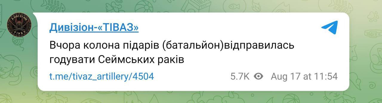 Russian battalion destroyed on Seim River