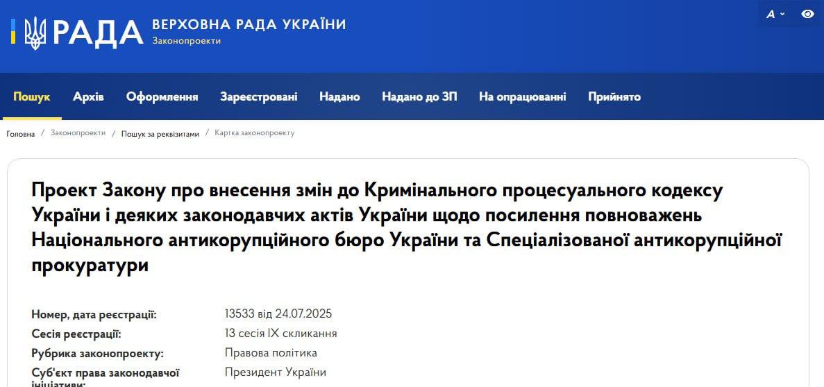 Zelenskyy submits law for NABU, SAPO independence