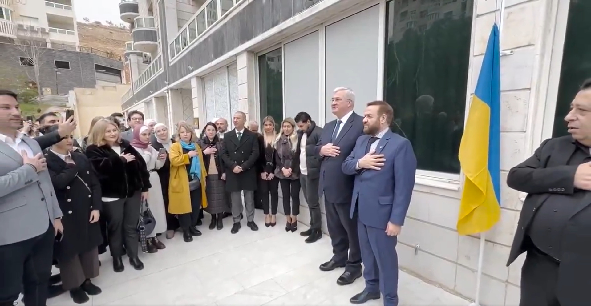 Ukrainian flag raised over honorary consulate in Syria
