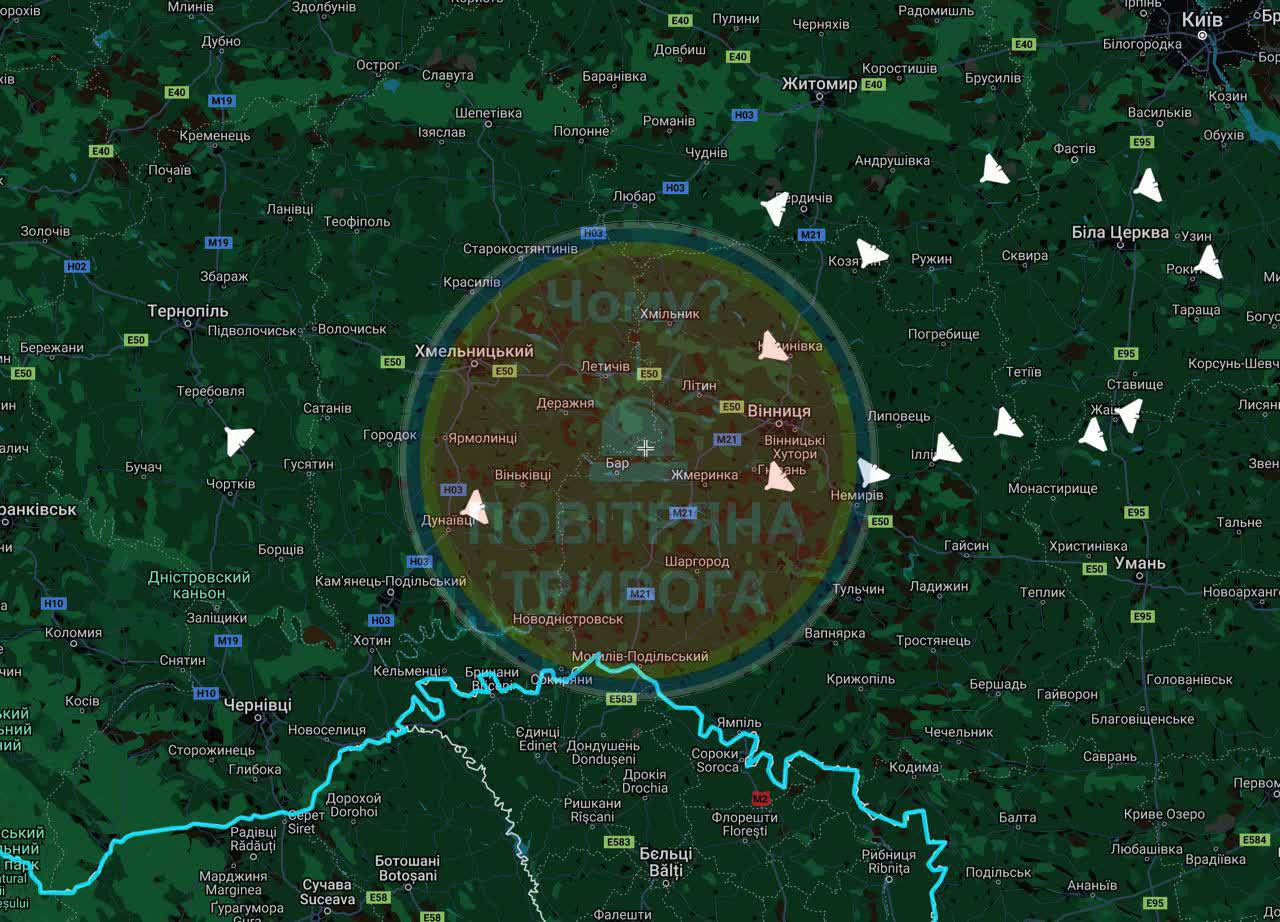 Russian attack drones concentrated over Vinnytsia region now