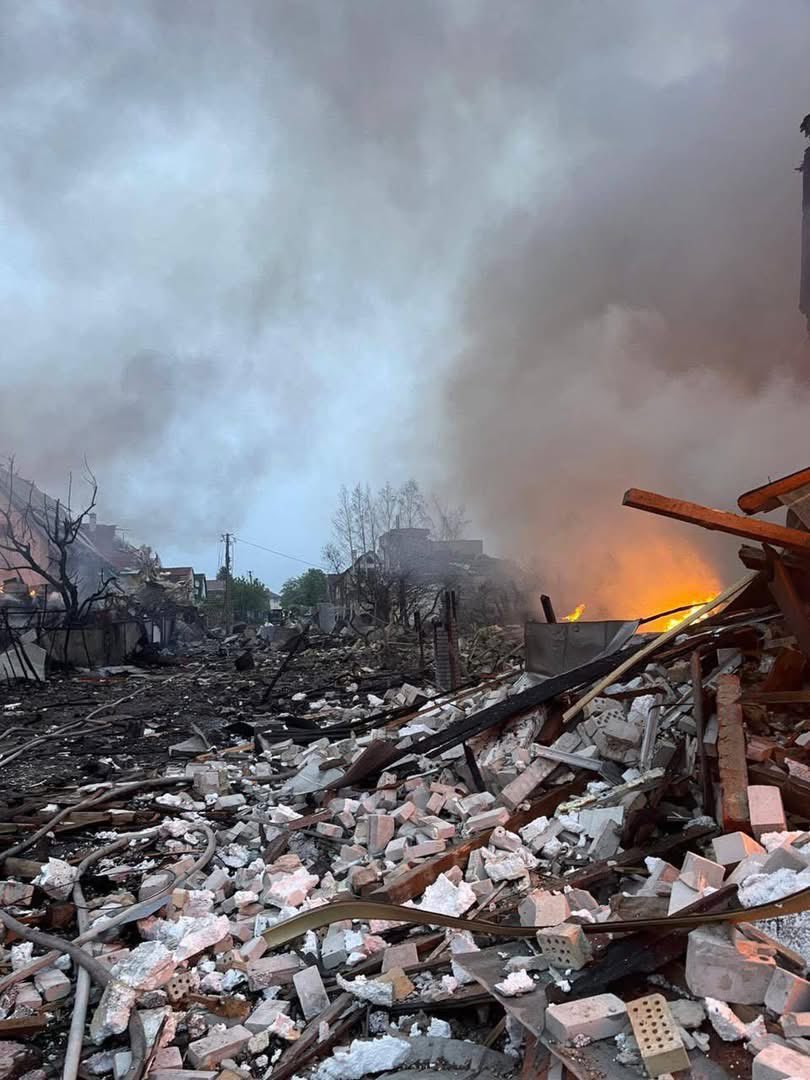 Russian missiles destroy Kyiv-area street