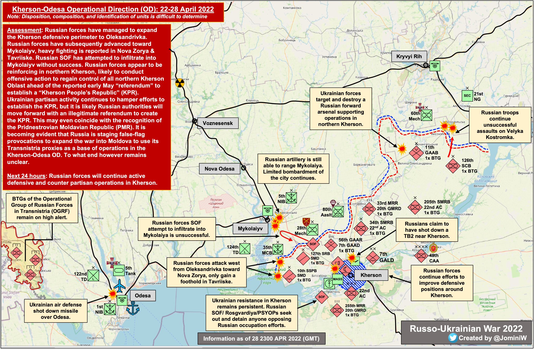 Russian and Ukrainian advances in Kherson Oblast