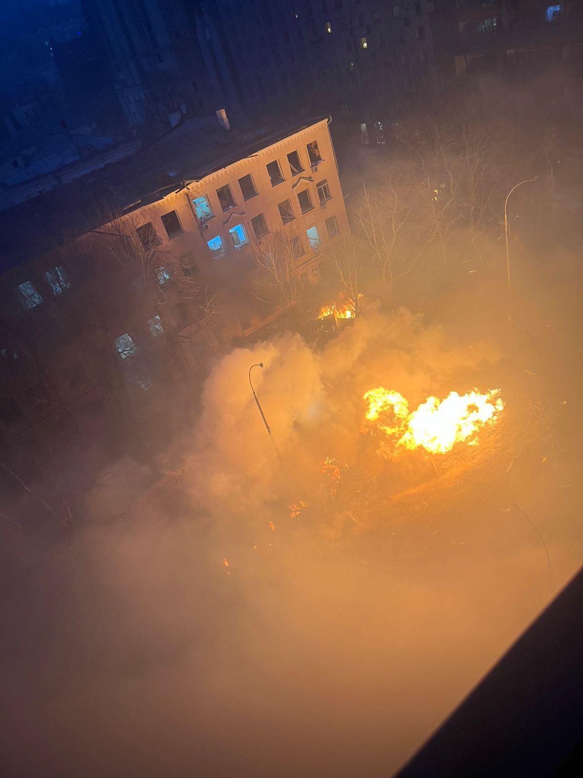 Buildings damaged by missile strike