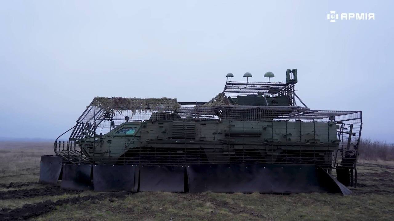 Ukrainian BTR-4E Bucephalus with extra armor and EW systems