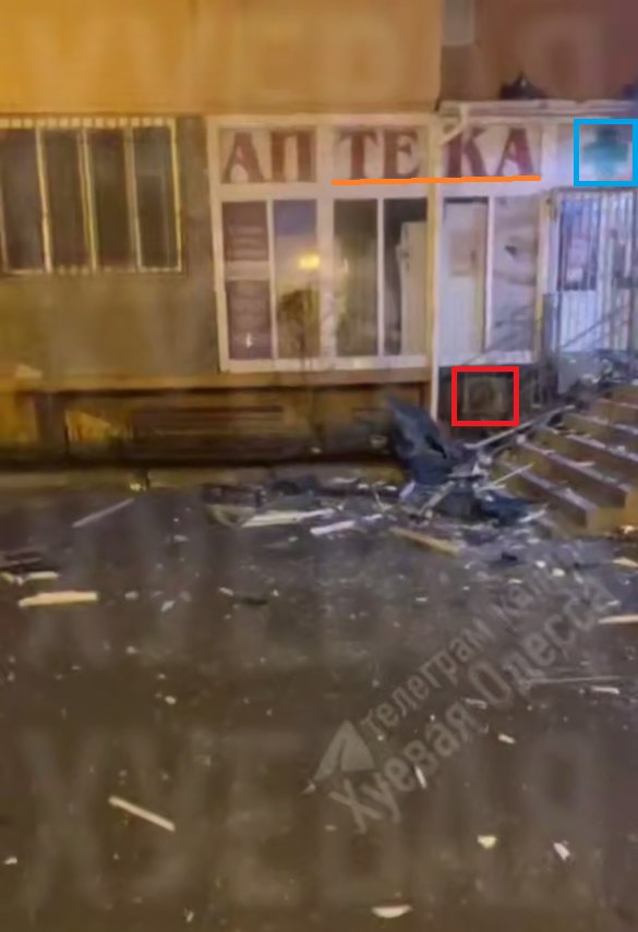 A Russian Shahed/Geran drone strikes building in Odesa