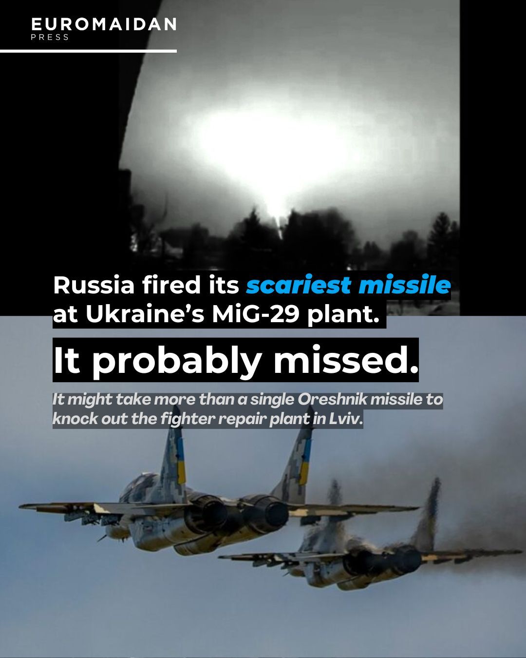 Russia’s Oreshnik missile likely misses target in Lviv strike