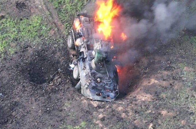 Destroyed Russian BTR-82A near Novoselovskoe in Lugansk region