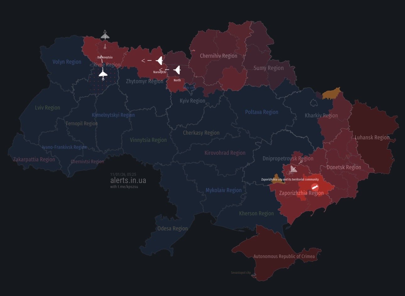 Russian drones detected near Belarus in Ukraine