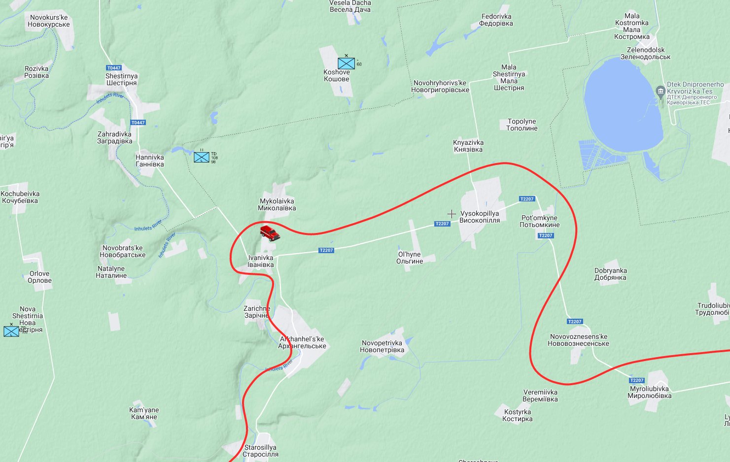 Car with occupiers destroyed near Mykolayivka