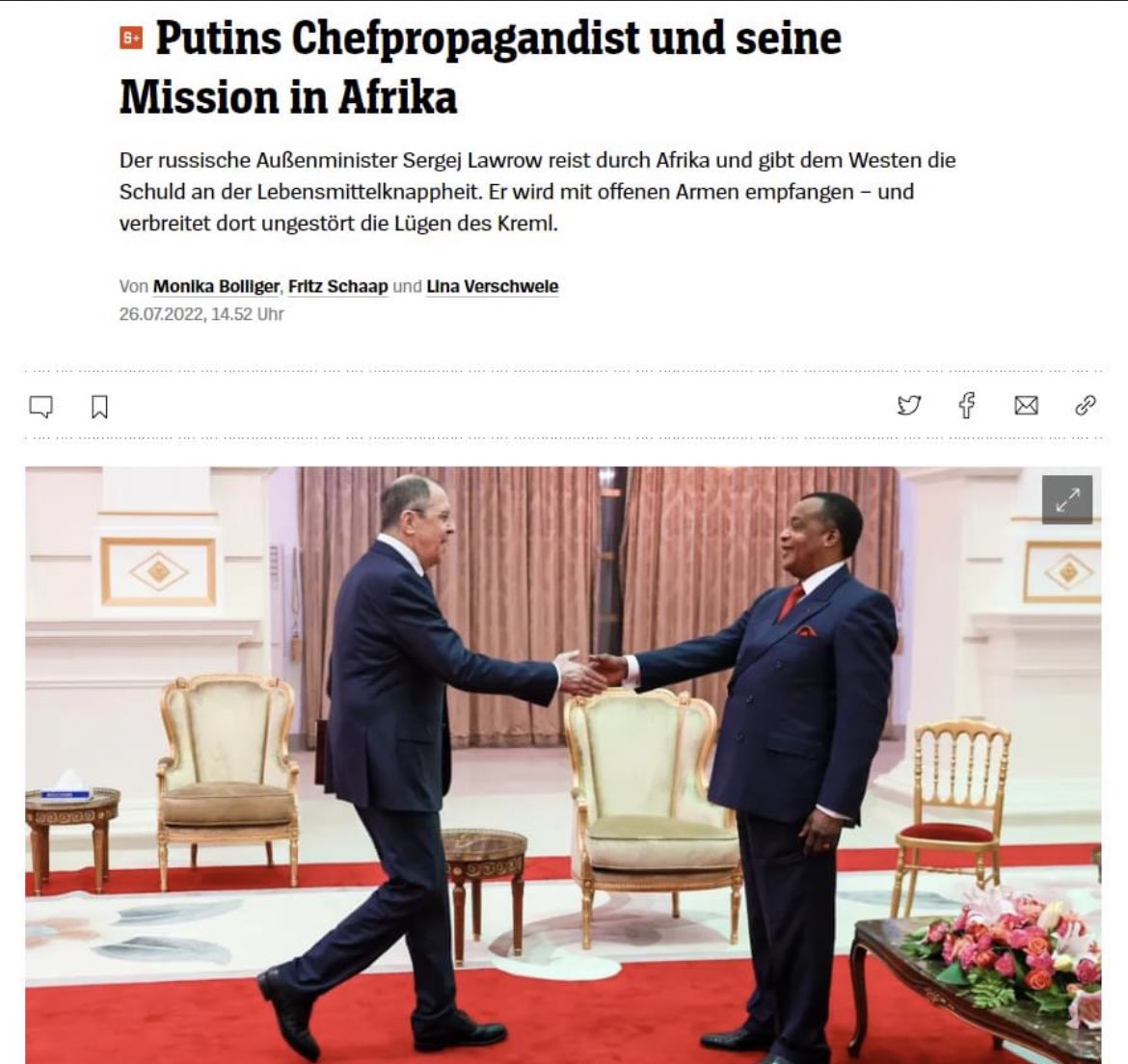 German media calls Lavrov Putin’s propagandist in Africa