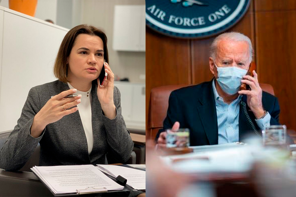 Biden speaks with Belarusian opposition leader Tsikhanouskaya on Air Force One