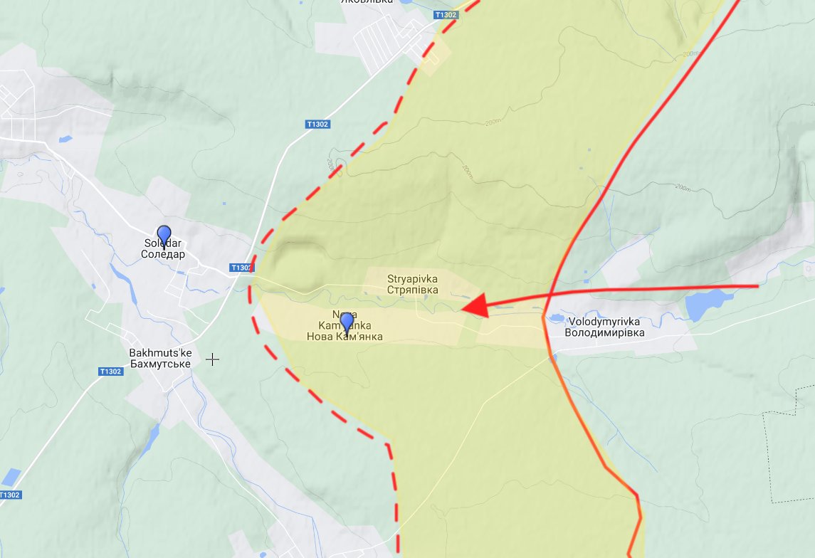 Fighting in Volodymyrivka-Soledar; battles at Nova Kam’yanka and Stryapivka