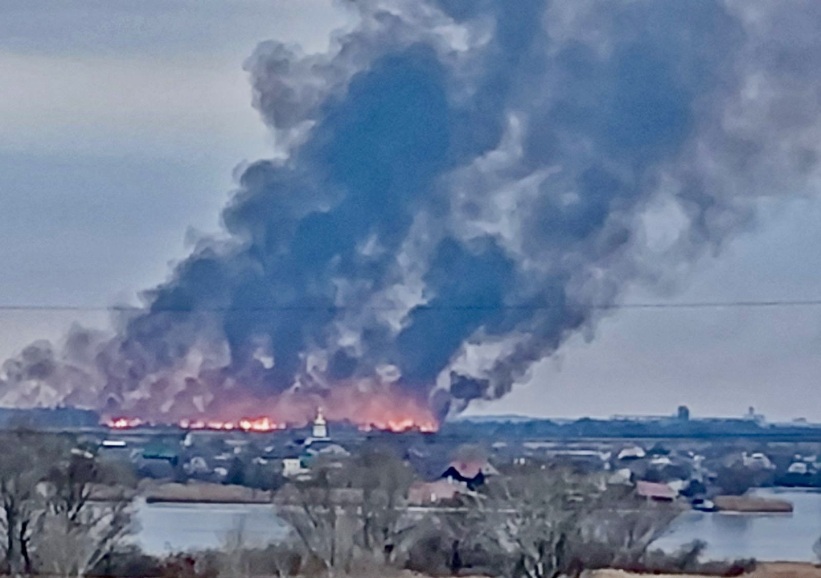 Summer houses burning on left bank of Dnipro River in Kherson