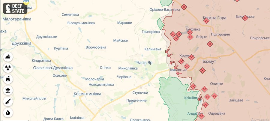DeepState says Russian troops near Chasiv Yar and seek heights