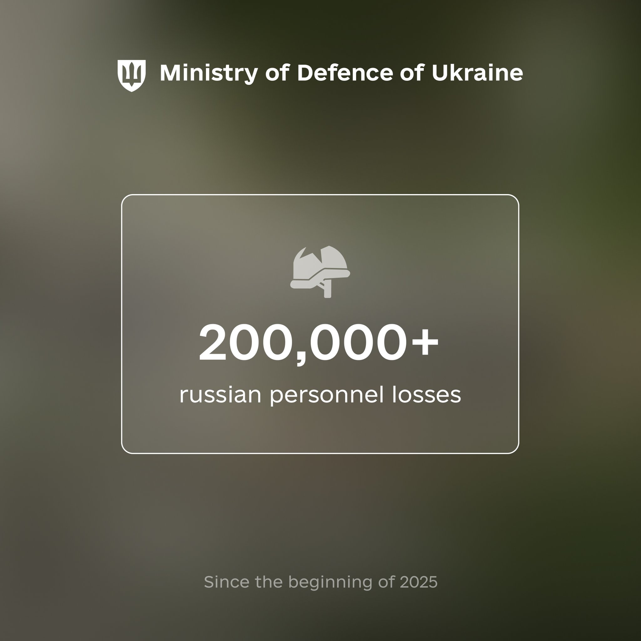 200,000 Russian personnel losses since start of 2025