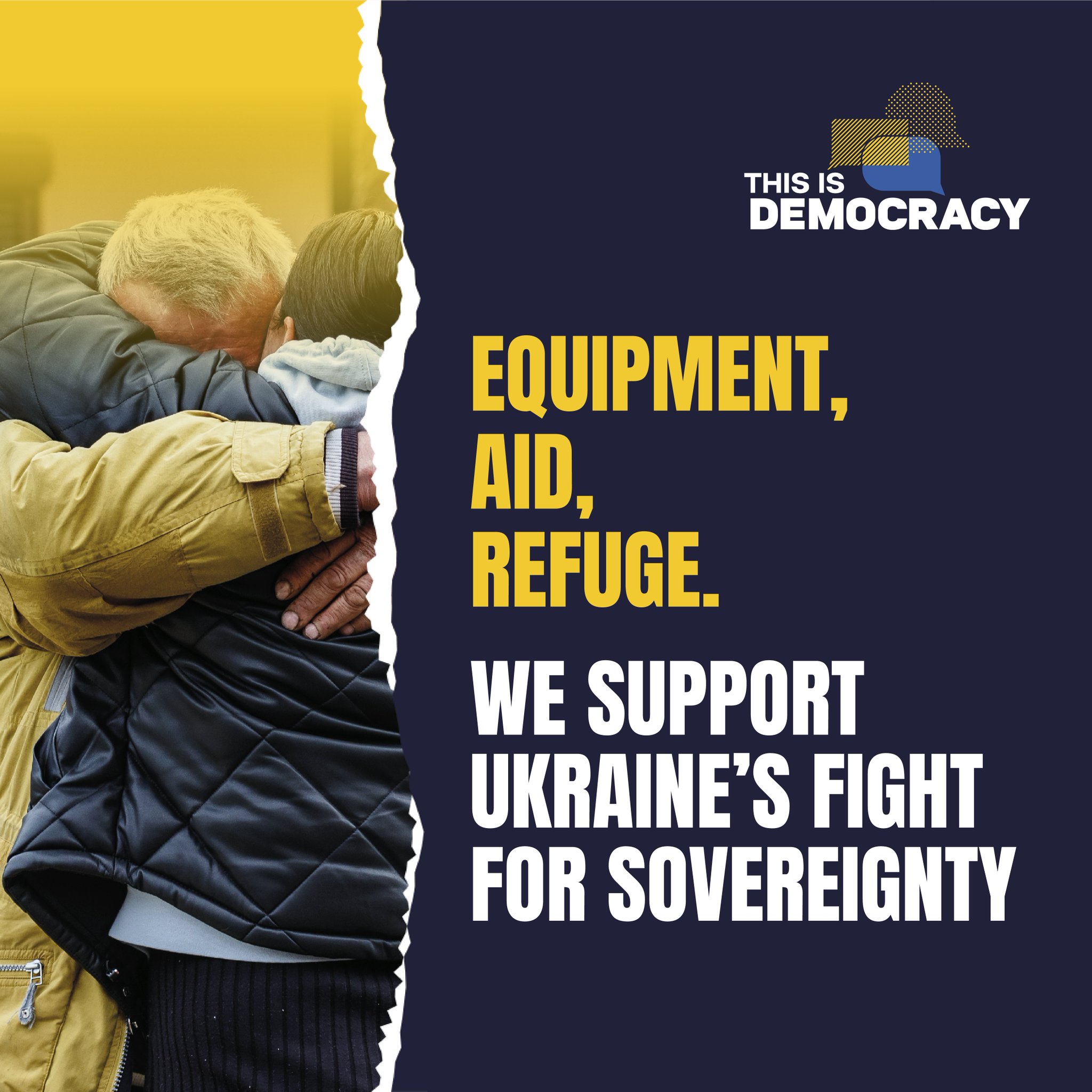 Global support for Ukraine: equipment, aid, and refuge for citizens.