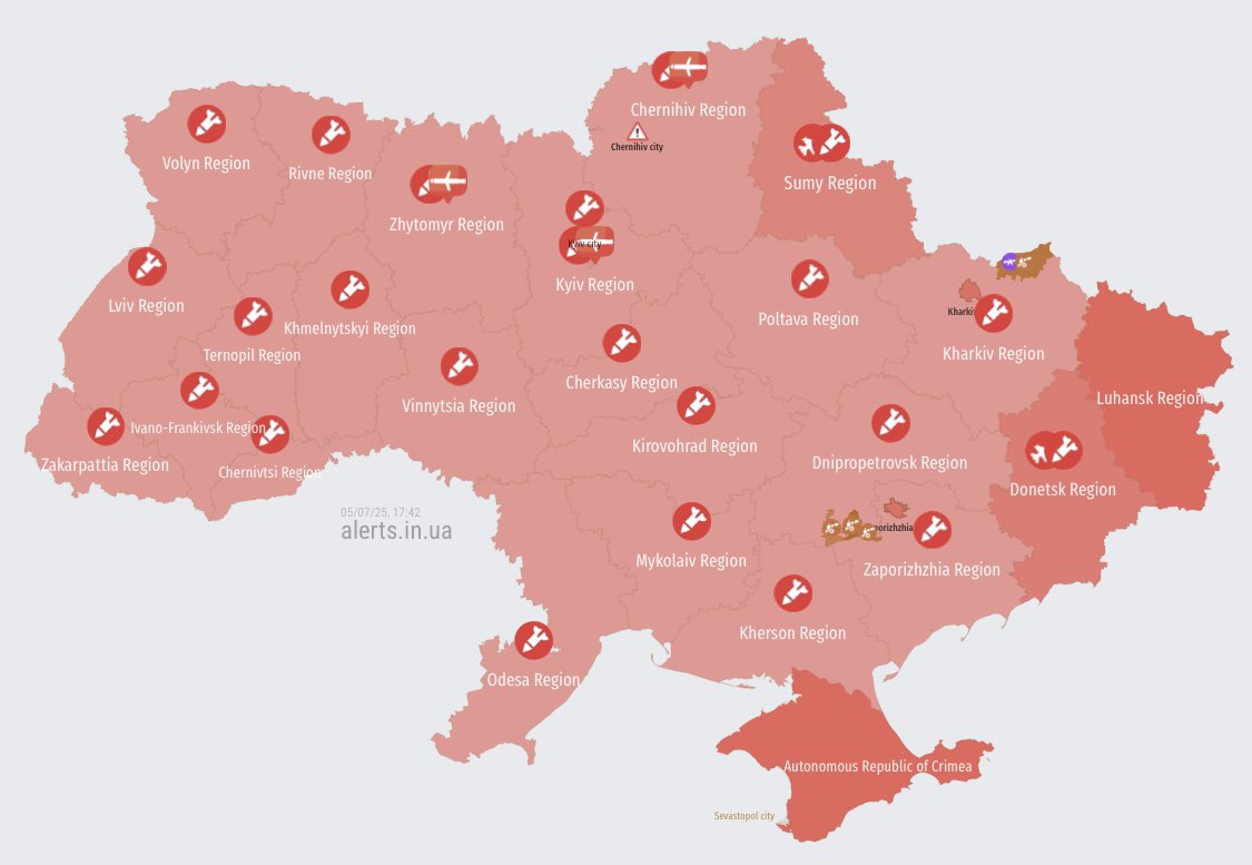 Air threat situation in Ukraine