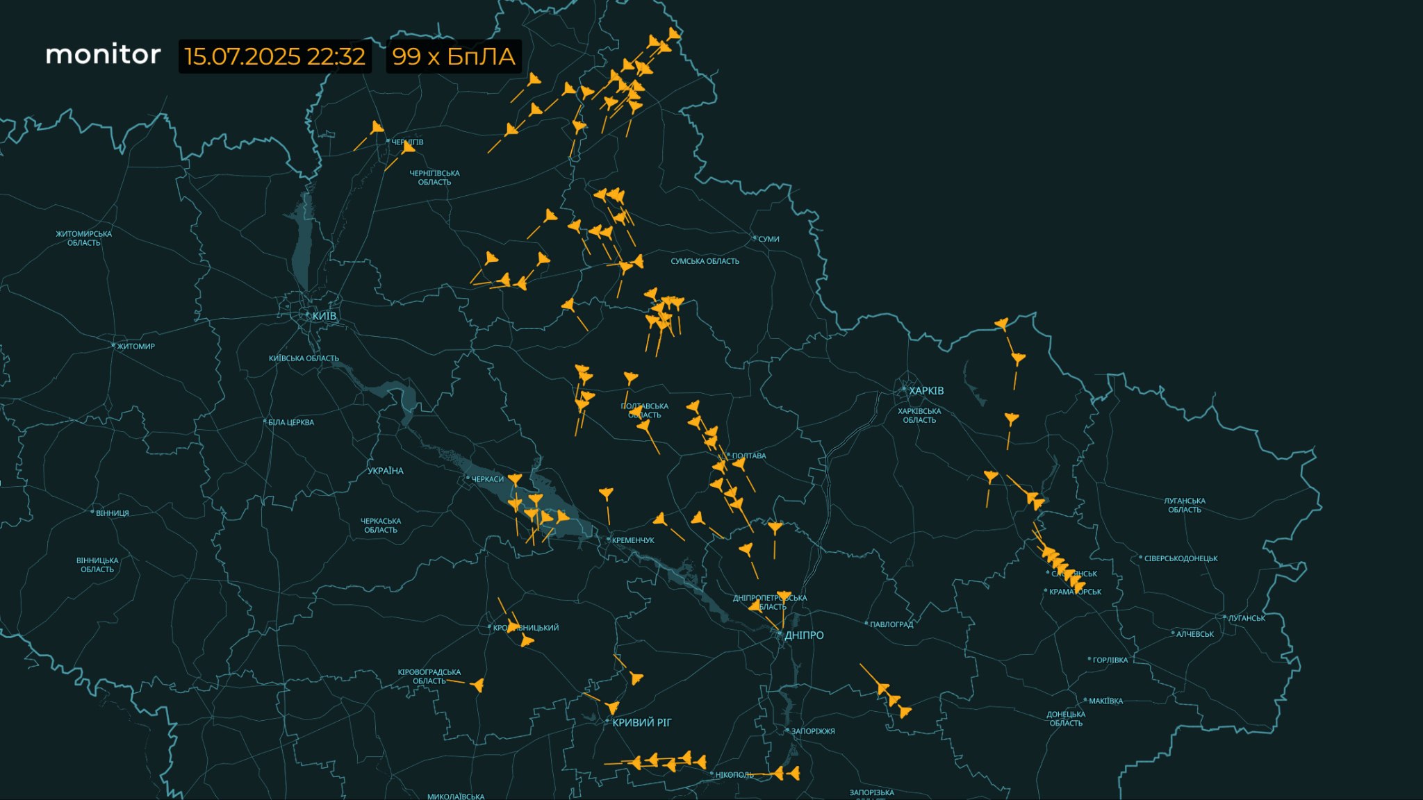 Ukraine Airstrike Flight Paths