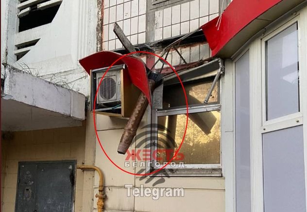 Russian missile fragment hits Belgorod high-rise, Ukraine denies weapon possession