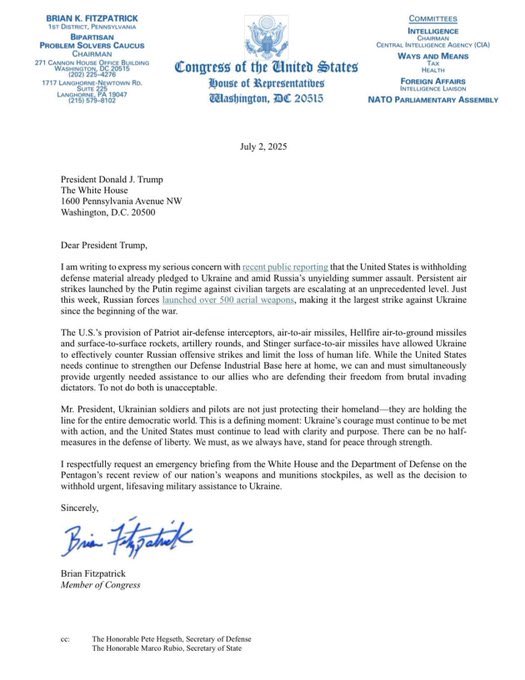 Rep. Fitzpatrick calls for urgent congressional meeting