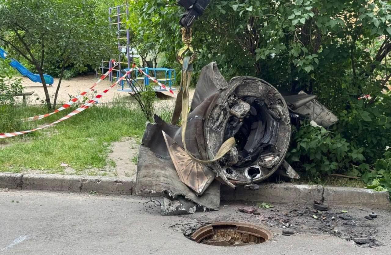 Tail section of a downed Iskander-M missile
