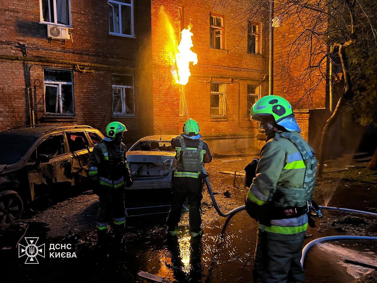 Drones attack Kyiv: fire and damage