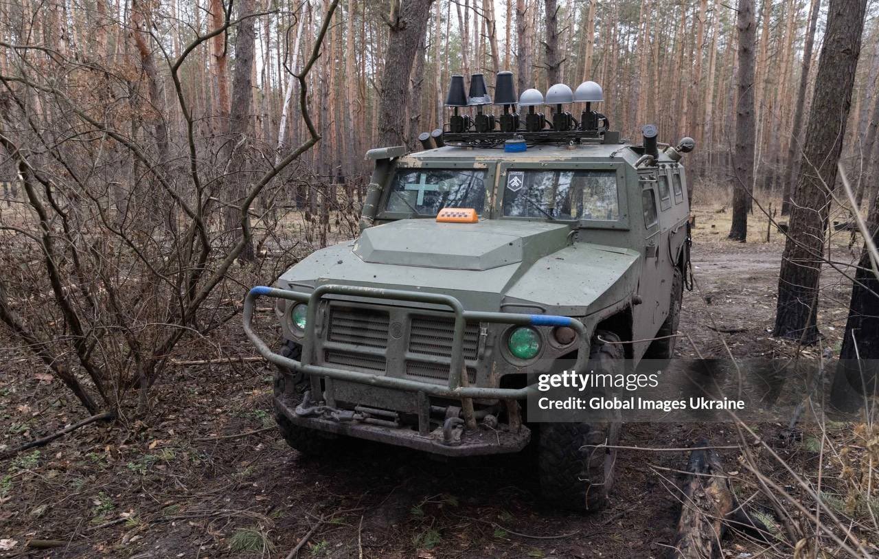 Captured Russian Tigr-M armored vehicle with EW systems