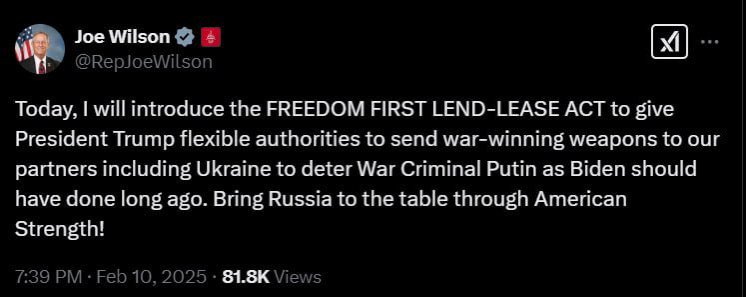U.S. Introduces Lend-Lease Act for Ukraine