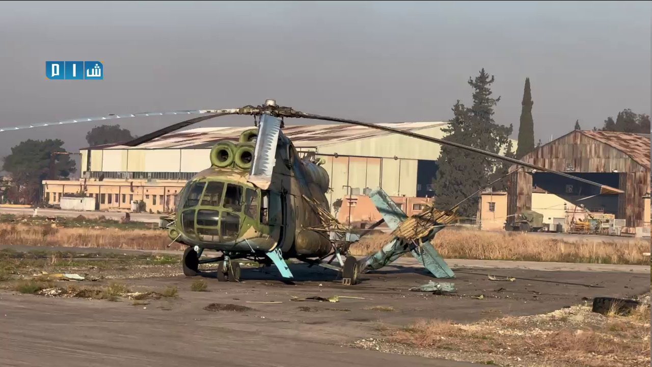 Former Syrian Mi-8T attacked by rebel kamikaze drone at Nayrab (12 words max)