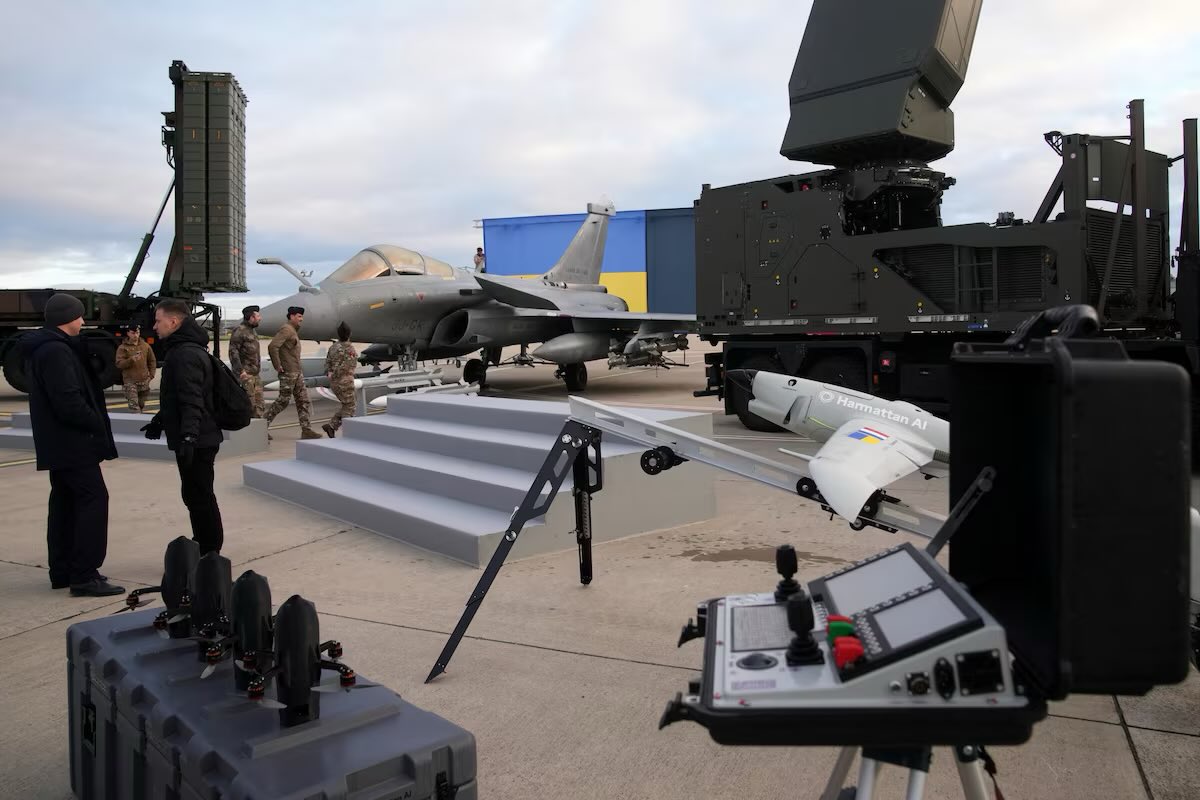 Military equipment on display during the EU-Ukraine deal