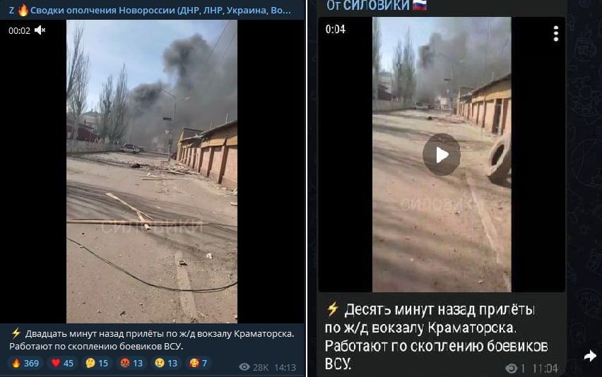 Pro-Russian channels predicted Kramatorsk attack