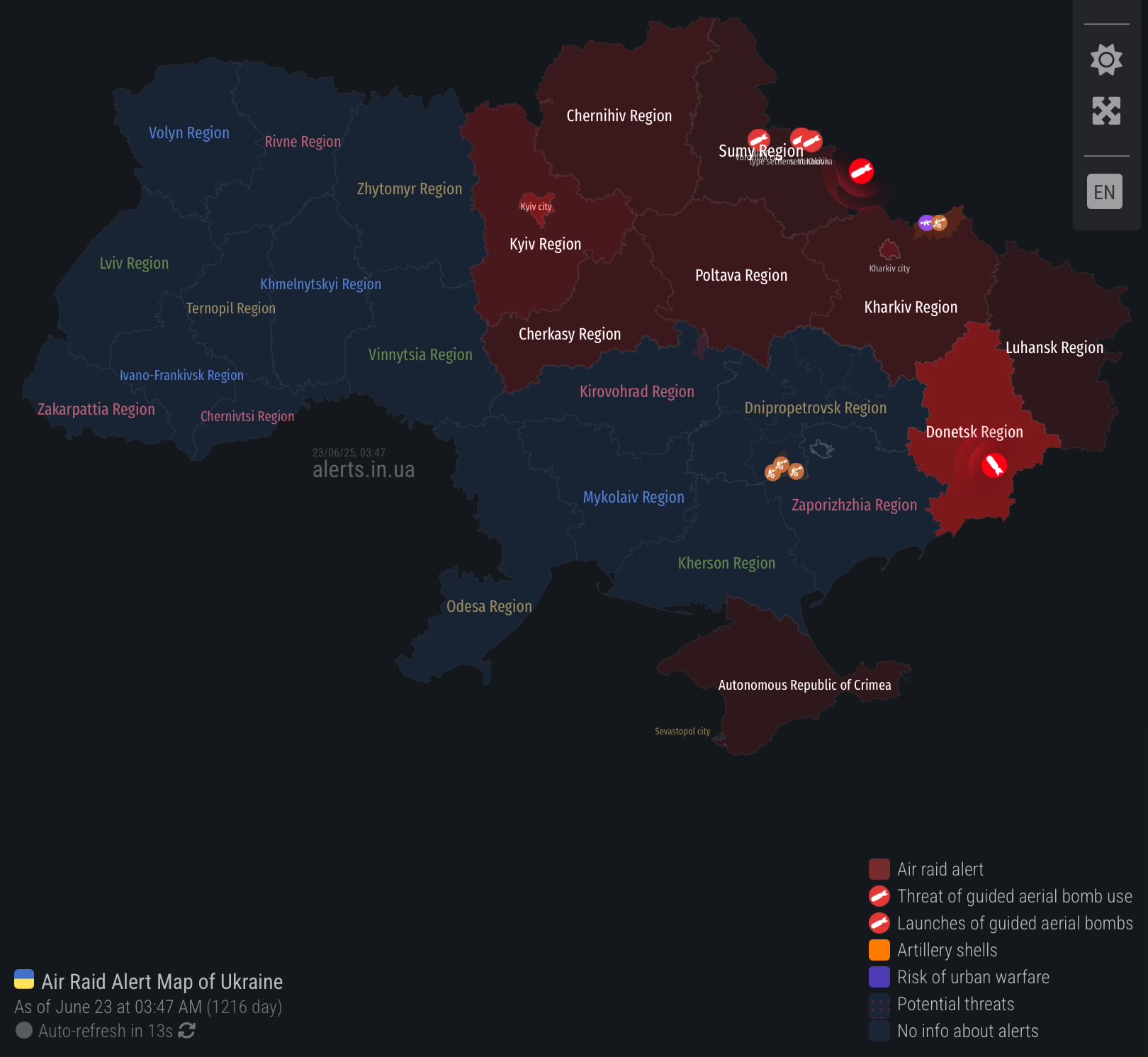 Air raid alert in Kyiv due to missile threat