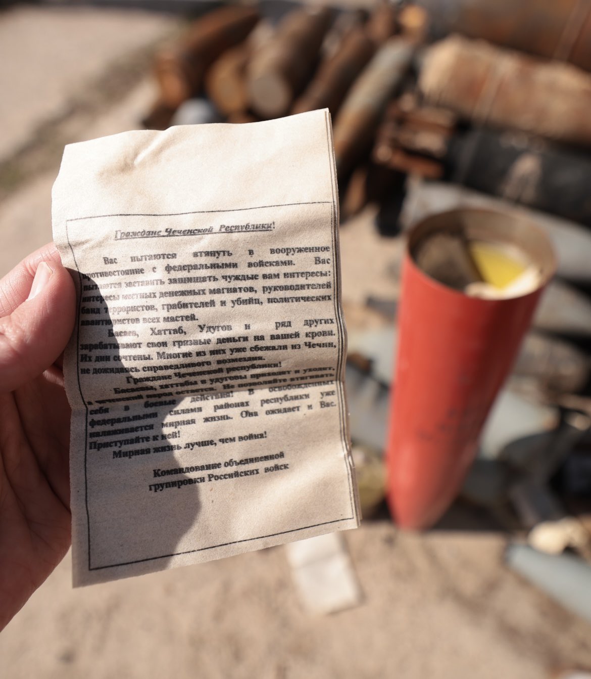 Russians reused Chechnya leaflets in Ukraine