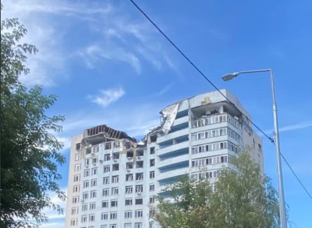 Kyiv: multistory building; missile destroyed top two floors