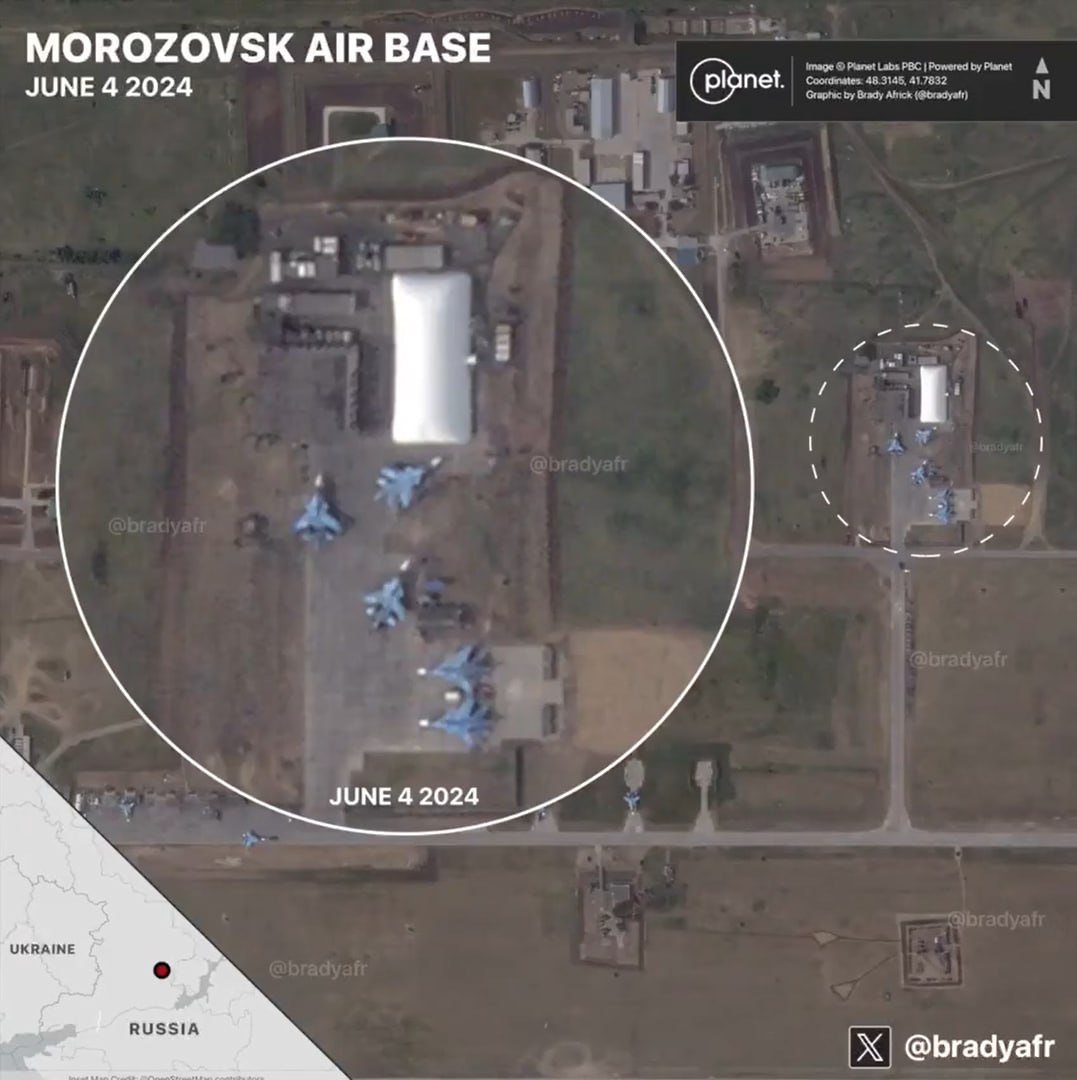 Attack on Morozovske airfield: satellite images