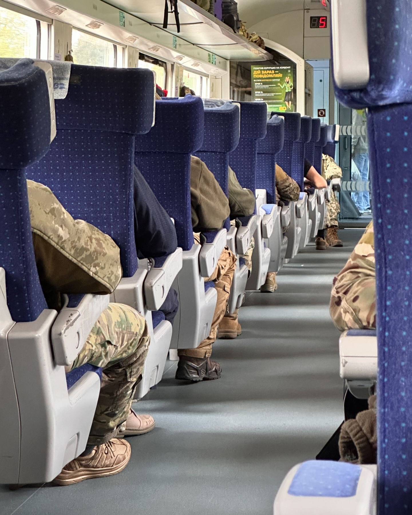 Ukrainian defenders on train to Kramatorsk in Donetsk region