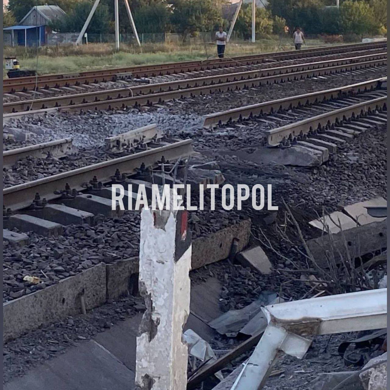 Near Melitopol at night, the railway was blown up