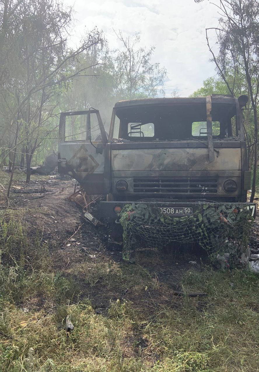 Destroyed Russian Kamaz truck in Kursk Region