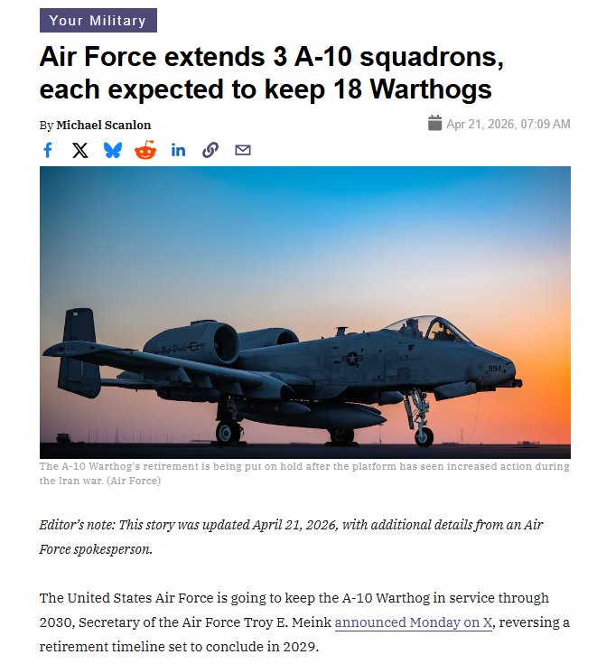 A-10 Vindicated Over F-35 Amid Russo-Ukrainian War Lessons