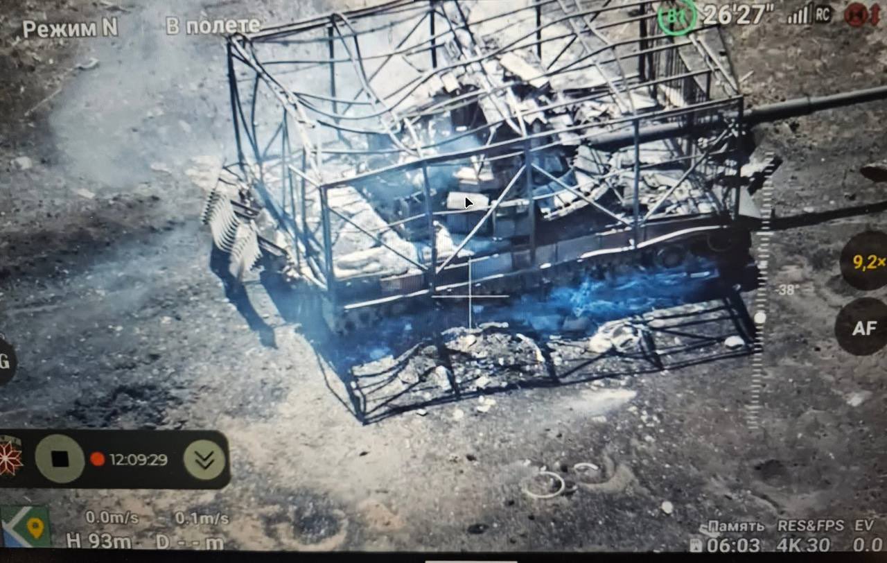 Broken Russian T-80BVM tank in Pokrovsky District
