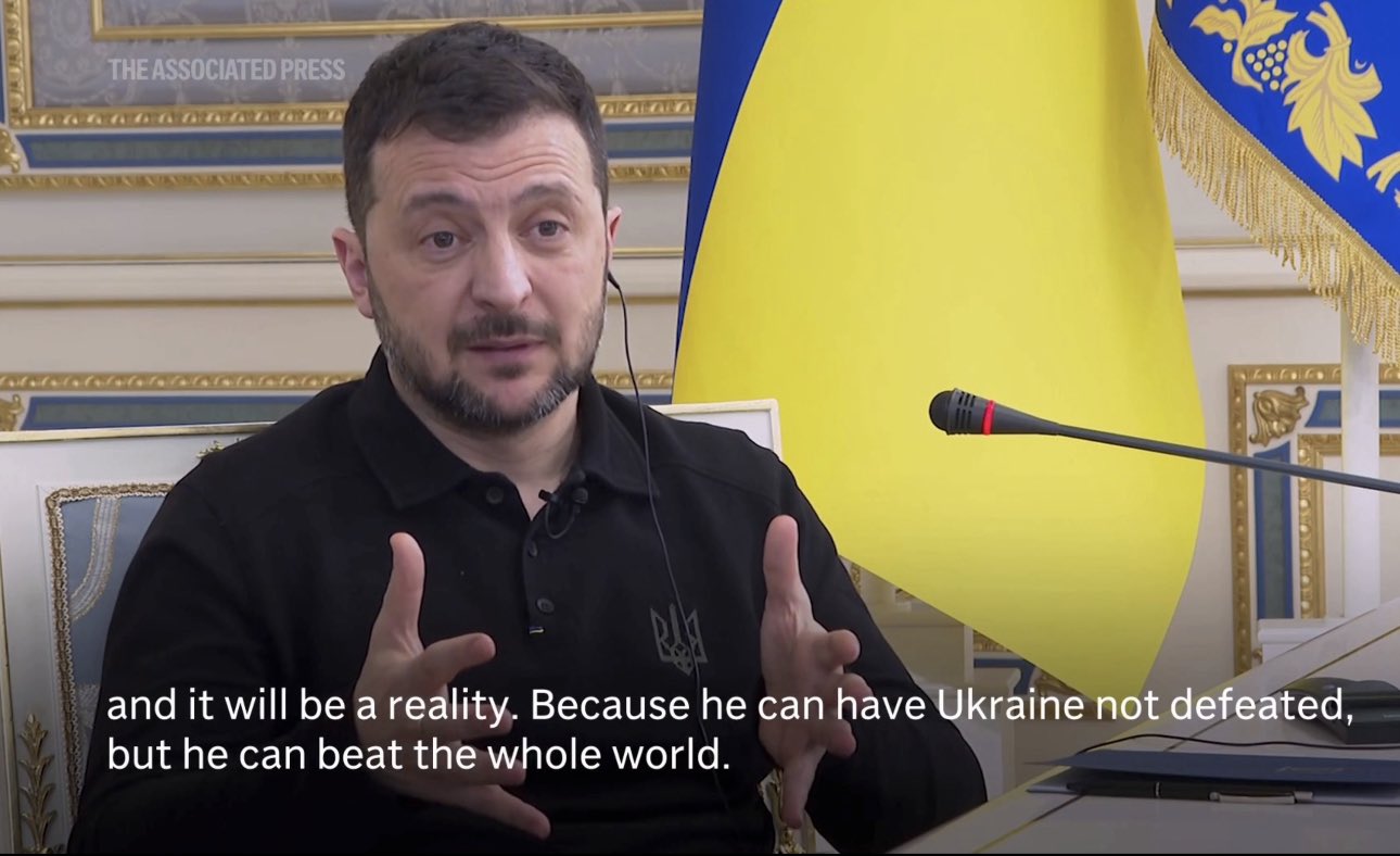 Zelensky: Ukraine cannot be defeated, but the whole world can be.