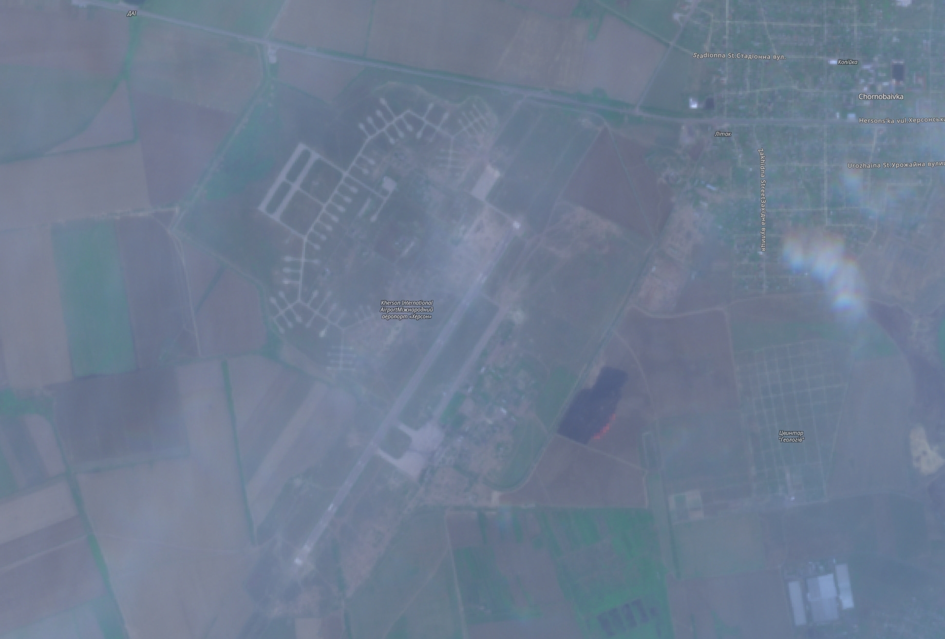 Massive fire near Chornobaivka airport