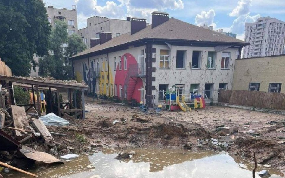 Missile strike near Kyiv kindergarten